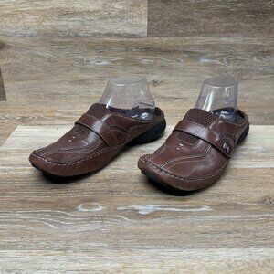 Clarks Privo Brown Leather Mules Women's Size 7.5M